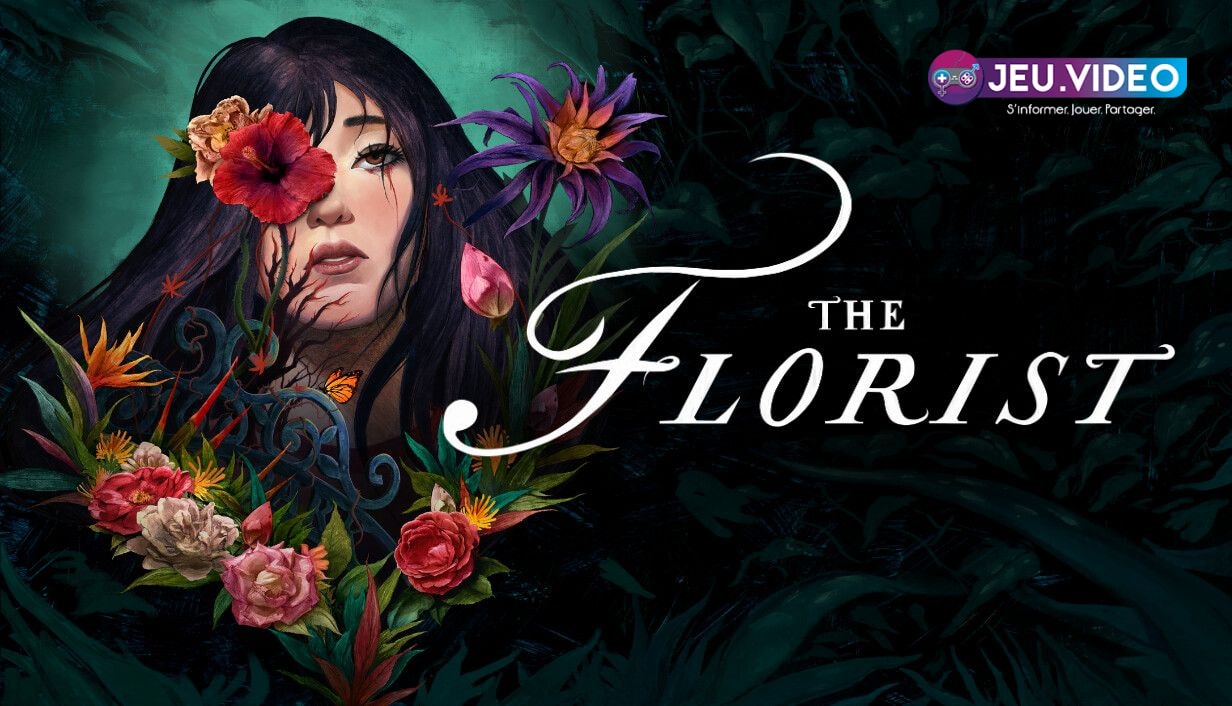 The Florist avec Jessica Park entourée de fleurs mortelles et le logo du jeu