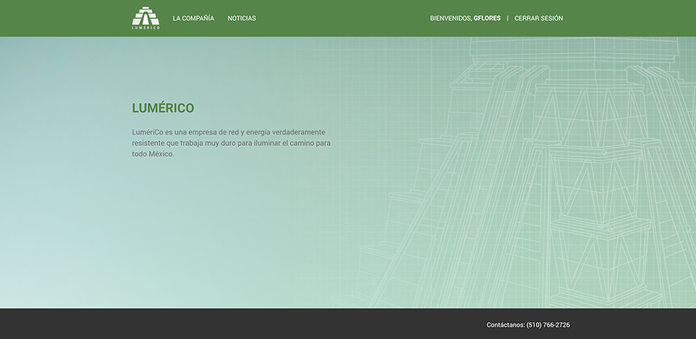 Page d'accueil du site de Lumérico donné par Sombra