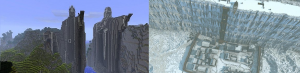 L'Argonath du Seigneur des anneaux et Le Mur du Trône de fer dans Minecraft
