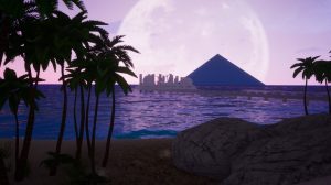 Paradise Killer Lune et pyramide