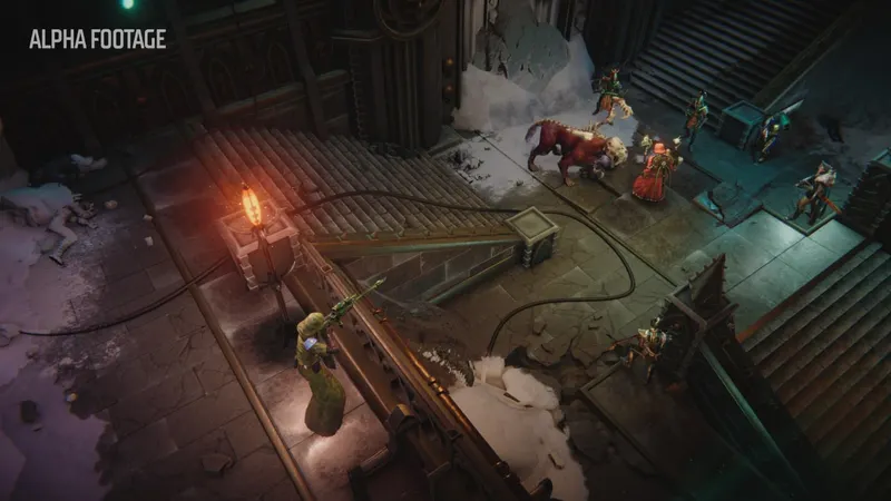 Warhammer Rogue Trader escouade dans un décor impérial