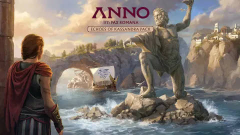 Kassandra dans l’illustration officielle d’Echoes of Kassandra pour Anno 117