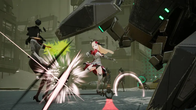 Mahou Arms : combat de boss dans un décor industriel