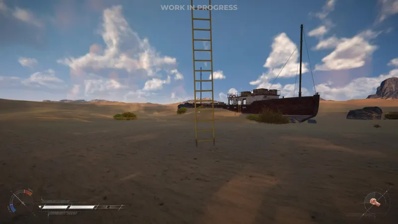 SAND test PC avec exploration à pied dans une zone désertique
