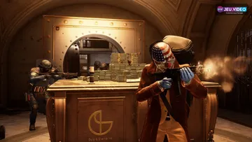 Escouade PAYDAY 3 prête à lancer un braquage coop avec rôles, armes et sacs à vérifier avant l’assaut
