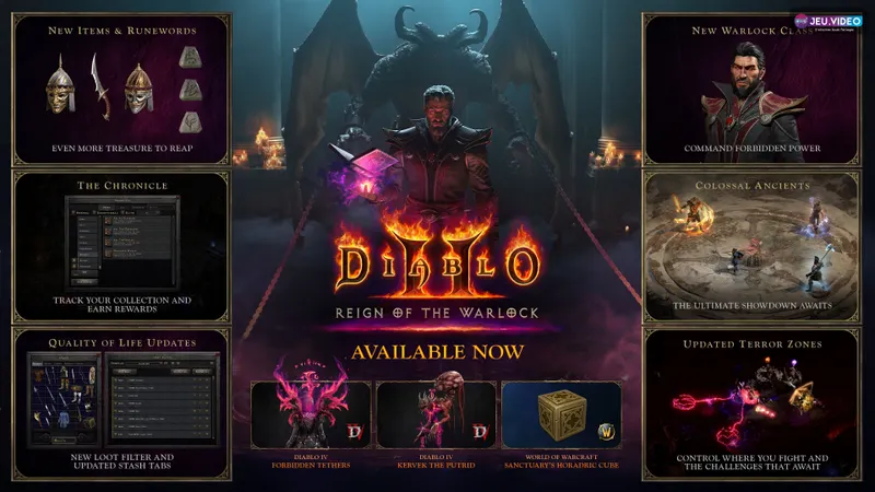 Écran de création de Diablo 2 Resurrected avec la classe Warlock sélectionnée dans Reign of the Warlock