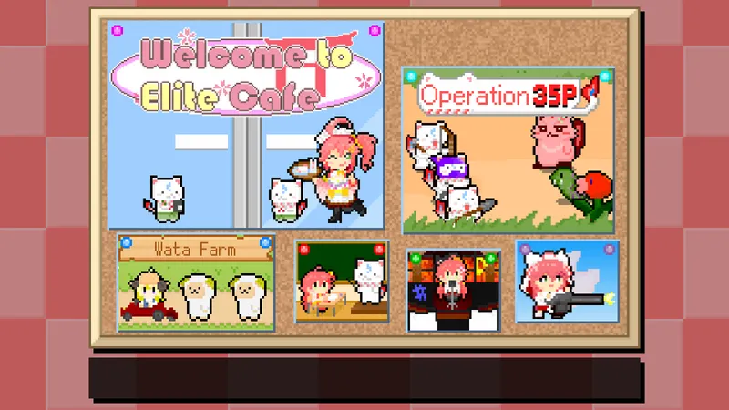 Capture officielle de Welcome to Elite Cafe avec un mini-jeu hololive