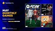 Bannière officielle PlayStation Plus de mai 2026 montrant les trois jeux à récupérer dans sa bibliothèque PS Plus