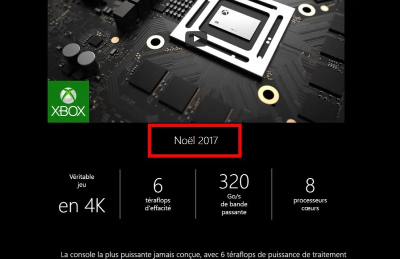 xbox scorpio date de sortie