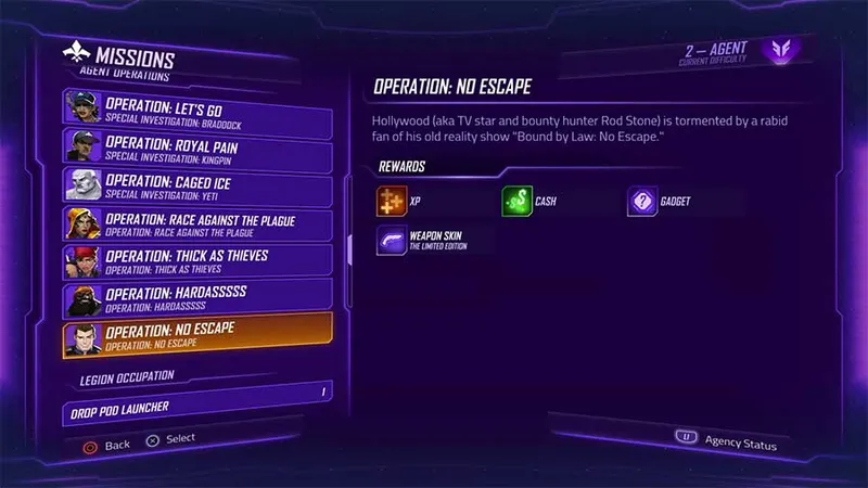 mission level up agents of mayhem