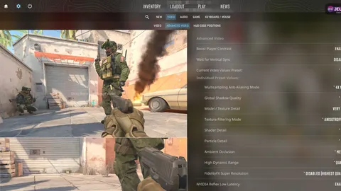 Agent de Counter-Strike 2 sur une carte lumineuse utilisée pour régler la visibilité et la fluidité avant un match compétitif
