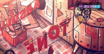 Phonopolis montrant le logo du jeu et la ville de carton d’Amanita Design
