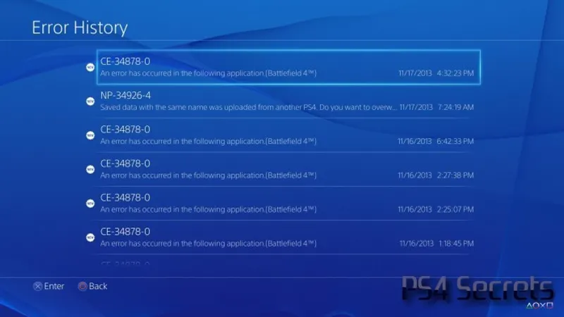 Corruption de sauvegarde - CE-34878-0 sur ps4