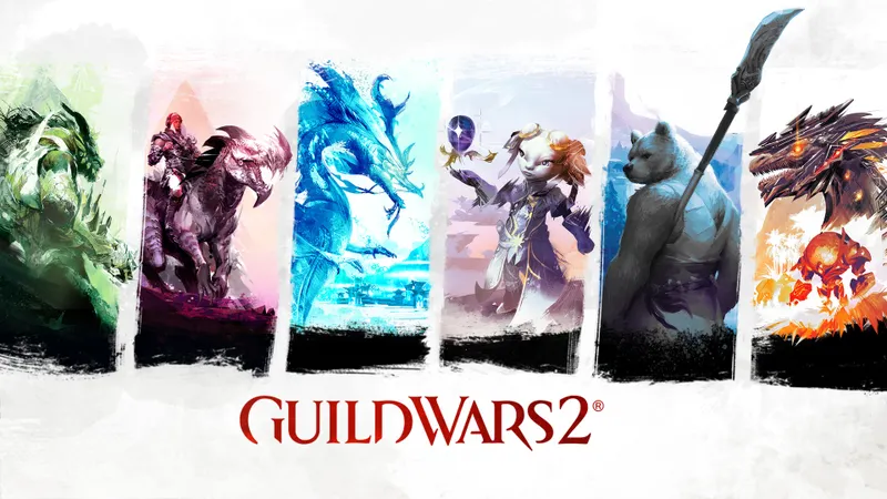 Les six extensions de Guild Wars 2 réunies dans une composition de leurs visuels