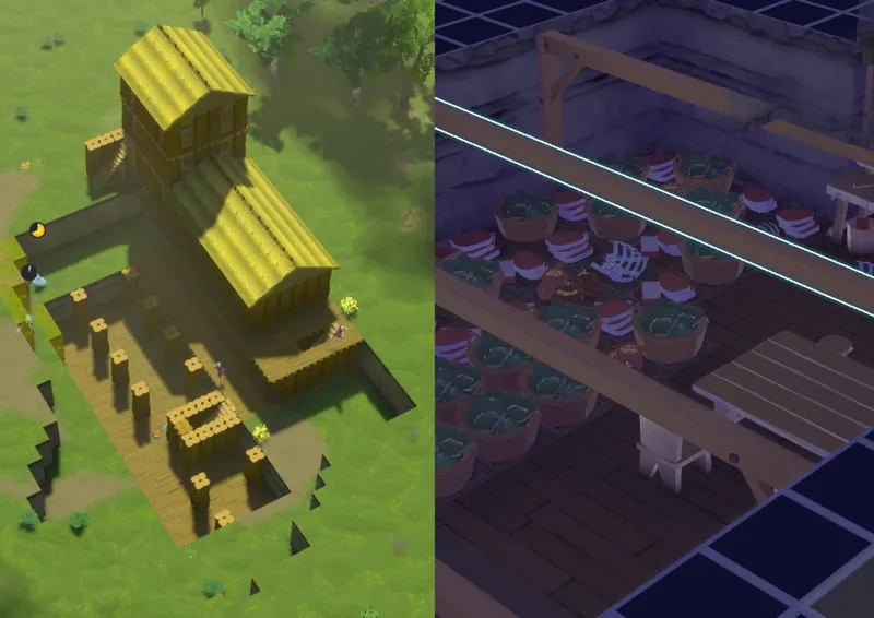 Une maison qui construit ses fondations en sous-sol et une cave soutenue par des poutres