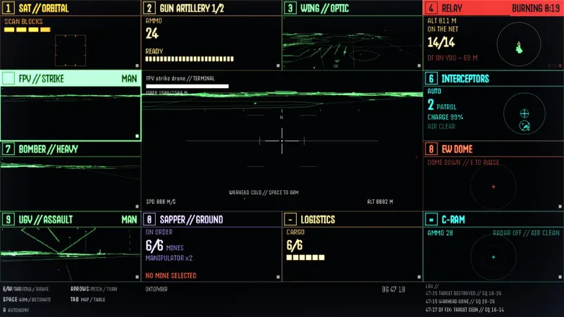 OKTOFYBER options and strategy display on PC