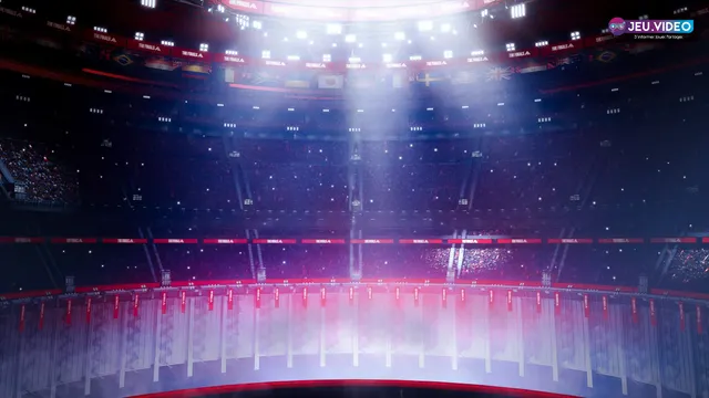 Arène principale de THE FINALS utilisée comme repère visuel pour régler les FPS, la luminosité et la lisibilité avant de jouer