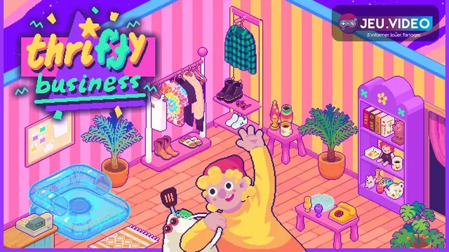 Thrifty Business sortie Steam avec une friperie colorée et son logo officiel