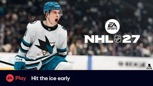 NHL 27 EA Play montrant un joueur sur la glace pendant l’essai