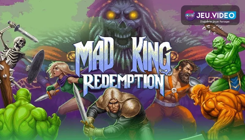 Mad King Redemption date de sortie avec héros pixel art et logo du beat’em up