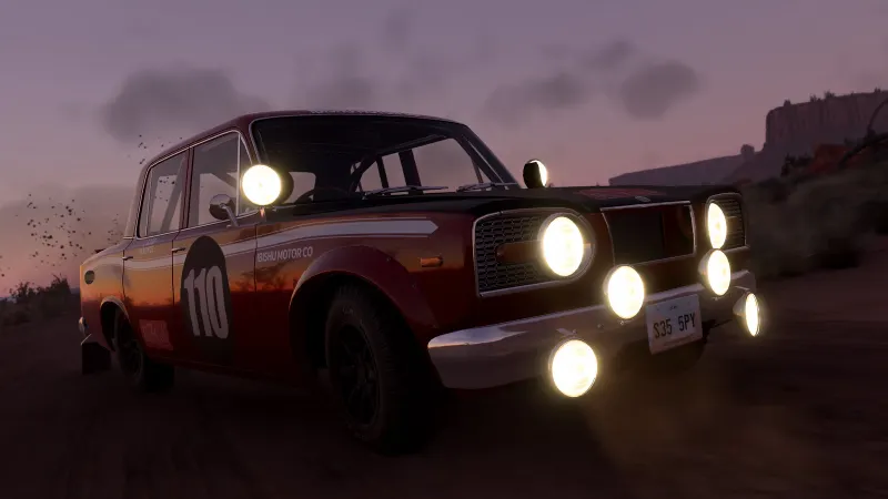 BeamNG.drive montrant une voiture de rallye de nuit dans le trailer PS5 officiel