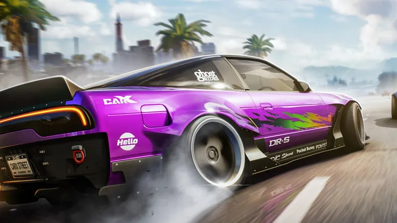 CarX Street mise à jour avec voiture de course dans Sunset City