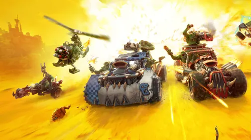 Warhammer Speed Freeks montre des véhicules Orks lancés dans une course de combat