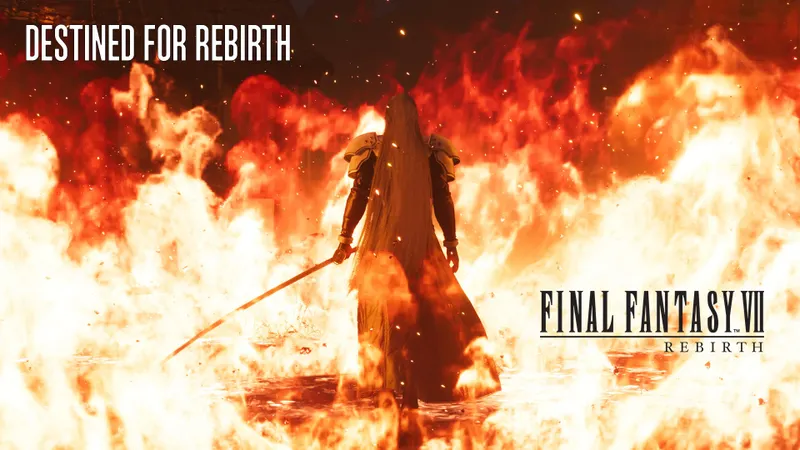 Sephiroth de dos devant les flammes dans FINAL FANTASY VII REBIRTH
