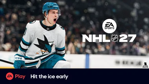 NHL 27 EA Play montrant un joueur sur la glace pendant l’essai
