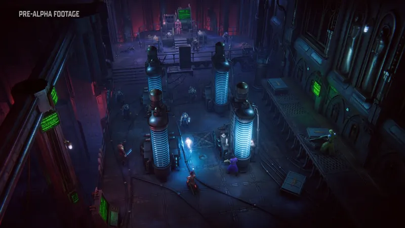 Warhammer Rogue Trader combat au tour par tour dans une salle industrielle