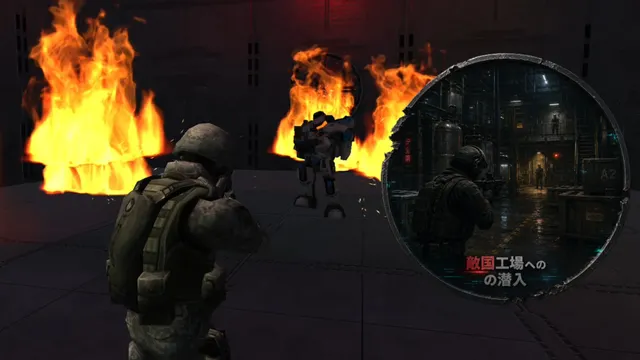 敵国工場への潜入 : visuel officiel d’une infiltration en 3D