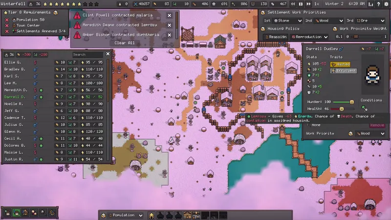 Settler's Domain gameplay : gestion officielle de la colonie
