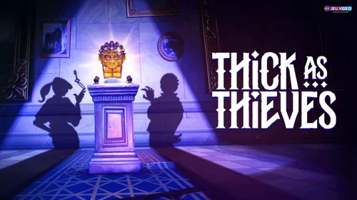 Key art officiel de Thick As Thieves avec deux voleurs dans Kilcairn