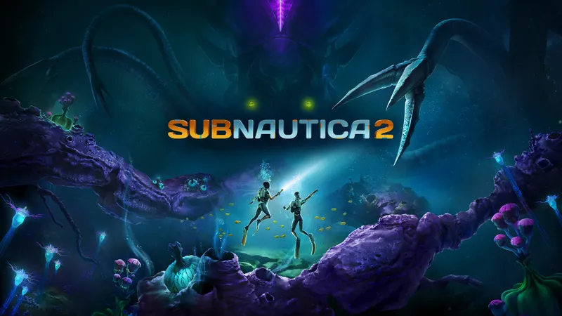 Subnautica 2 Game Pass avec deux plongeurs face à un léviathan sous-marin