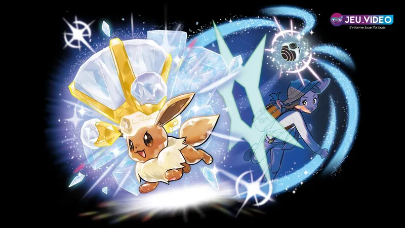 Évoli téracristallisé dans Pokémon Écarlate et Violet pour illustrer le choix du type Téracristal dans une équipe débutant