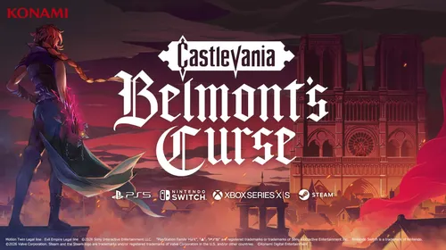 Castlevania Belmont's Curse key art officiel avec Paris et le château gothique