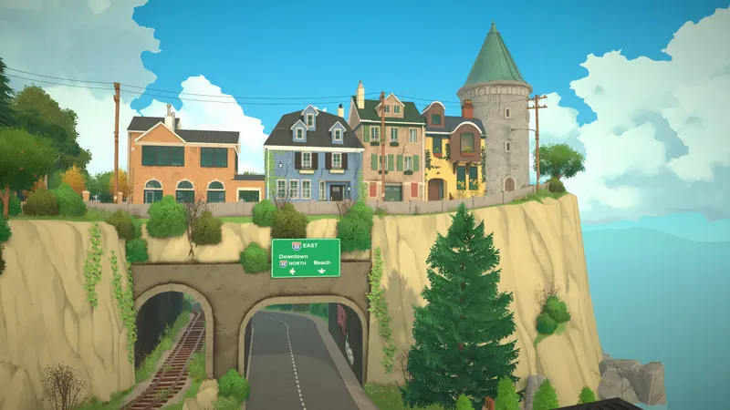 Paralives montrant une route côtière et des maisons dans le trailer de gameplay