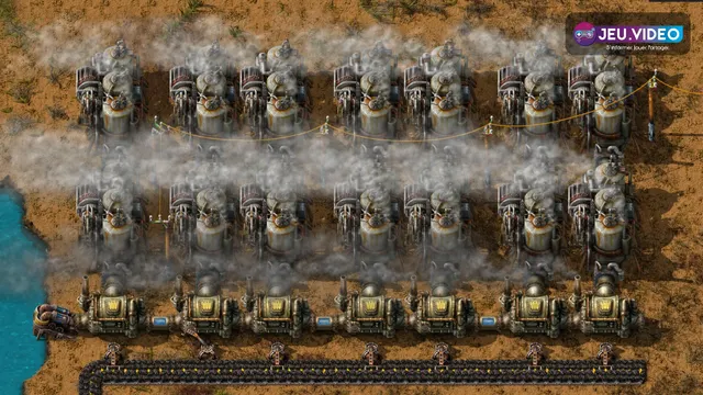 Usine Factorio avancée avec lignes de production à alimenter avant de passer au nucléaire