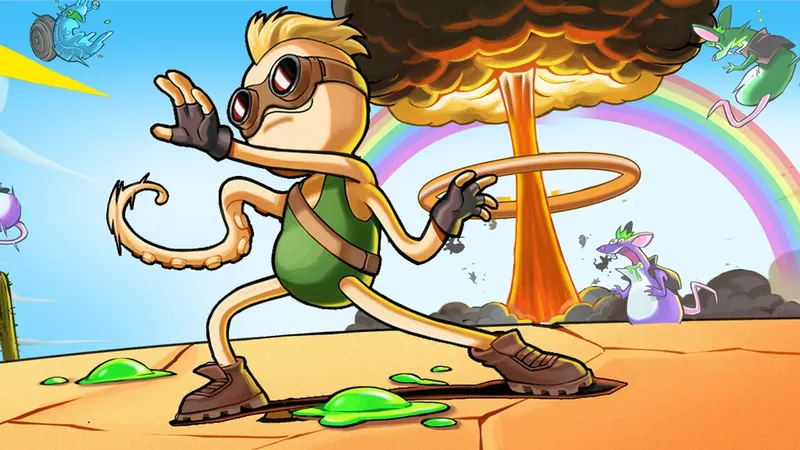 Ground Zero Hero démo montrant le héros mutant dans un wasteland coloré