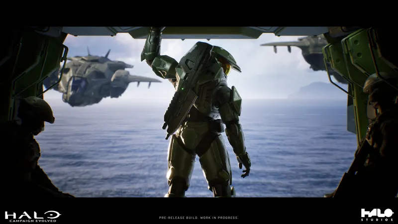 Halo Campaign Evolved mostrando a Master Chief en una cinemática renovada a bordo de un Pelican