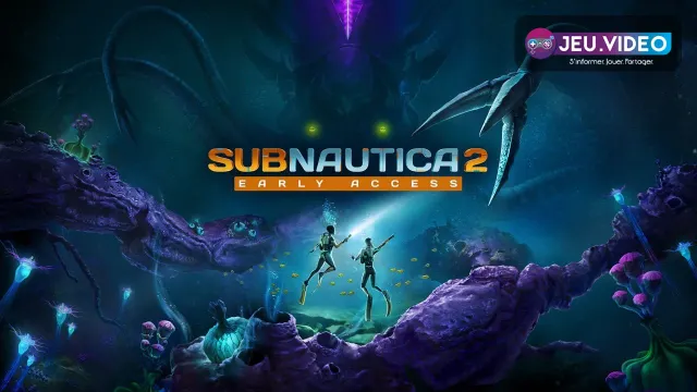 Visuel officiel de Subnautica montrant un plongeur dans l’univers sous-marin avant l’exploration de l’Aurora