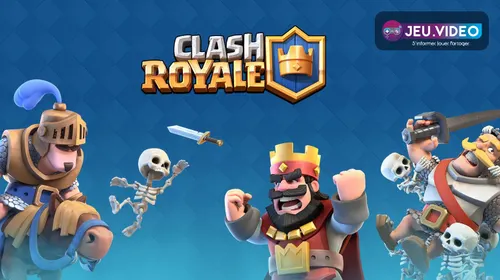 Personnages de Clash Royale devant une arène de combat