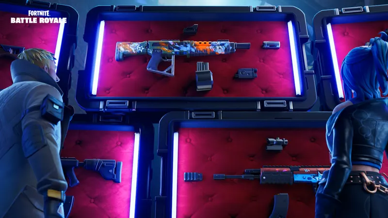 Banc de mods d’armes Fortnite montrant une arme et ses accessoires