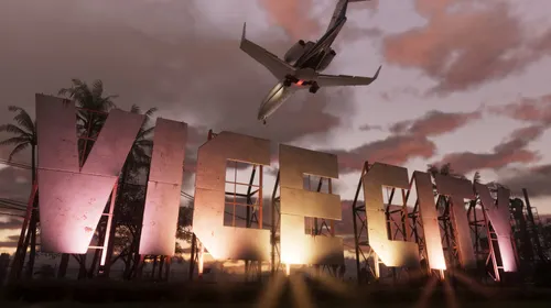 Panneau Vice City de GTA 6 avec un avion au-dessus pour un guide de préparation au lancement sur PS5 et Xbox Series X|S