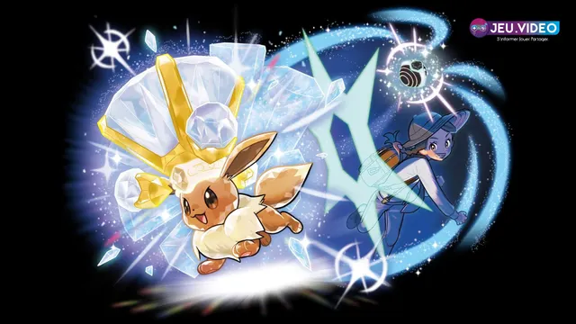 Évoli téracristallisé dans Pokémon Écarlate et Violet pour illustrer le choix du type Téracristal dans une équipe débutant