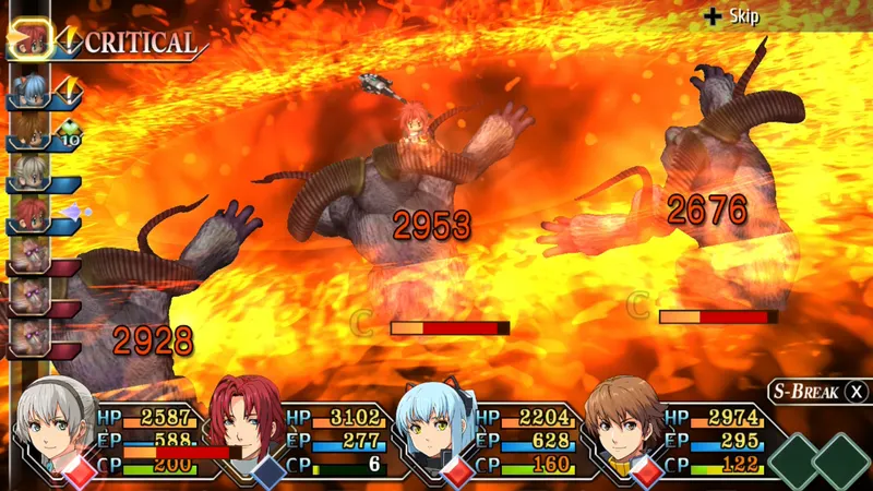 Trails to Azure montrant une attaque S-Craft dans le bundle Crossbell