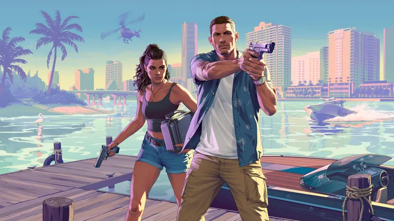 GTA 6 prix avec Jason et Lucia sur l’art officiel de Rockstar