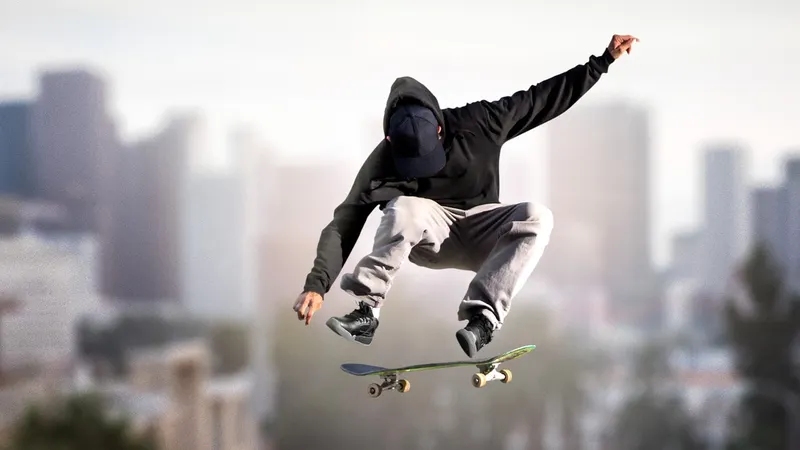 Session Skate Sim mise à jour Throwdown avec skateur en ville