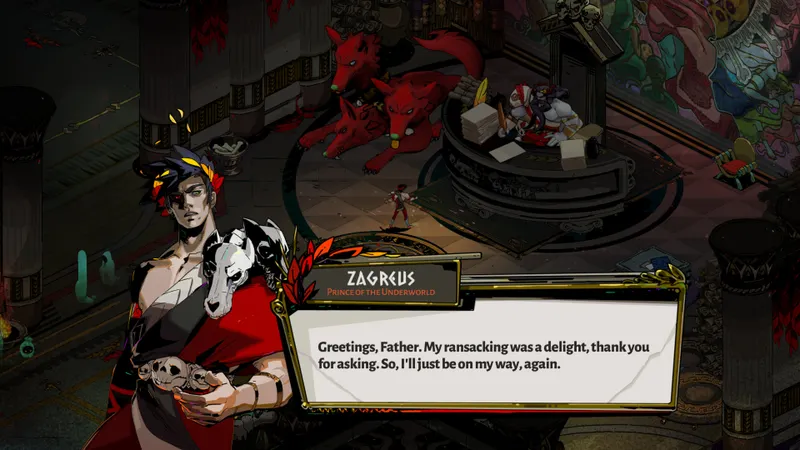 Official Hades screenshot showing Zagreus in a battle arena