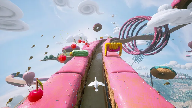 Route rose de Limbo avec pommes rouges dans Atomic Heart indiquant une ligne de collecte sûre